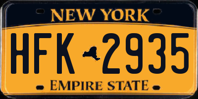 NY license plate HFK2935