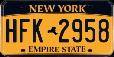 NY license plate HFK2958