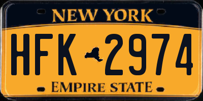 NY license plate HFK2974