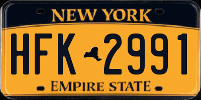 NY license plate HFK2991