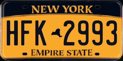 NY license plate HFK2993