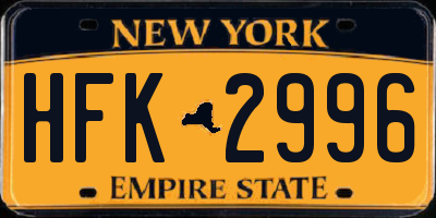 NY license plate HFK2996