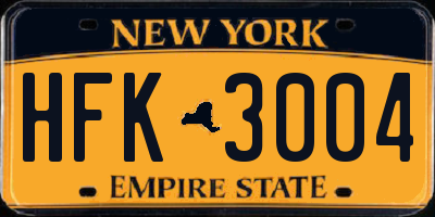 NY license plate HFK3004