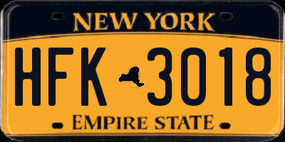NY license plate HFK3018