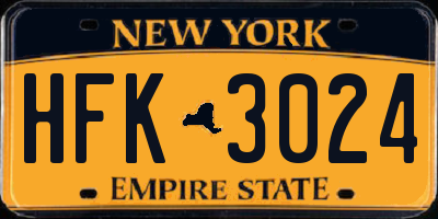 NY license plate HFK3024