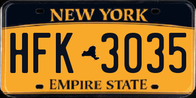 NY license plate HFK3035