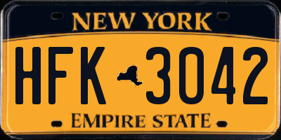 NY license plate HFK3042