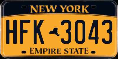 NY license plate HFK3043