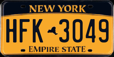 NY license plate HFK3049