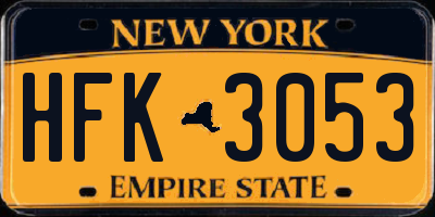NY license plate HFK3053