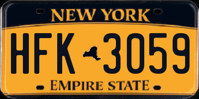NY license plate HFK3059