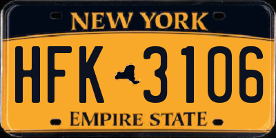 NY license plate HFK3106