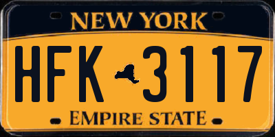 NY license plate HFK3117