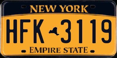 NY license plate HFK3119