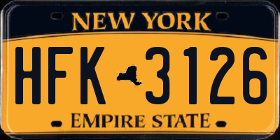 NY license plate HFK3126
