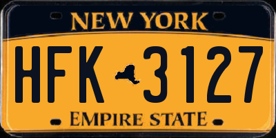 NY license plate HFK3127
