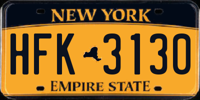 NY license plate HFK3130