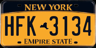 NY license plate HFK3134