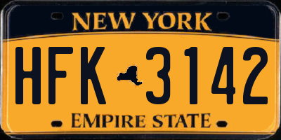 NY license plate HFK3142