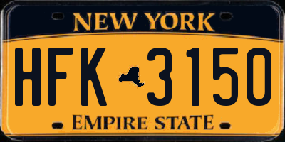 NY license plate HFK3150