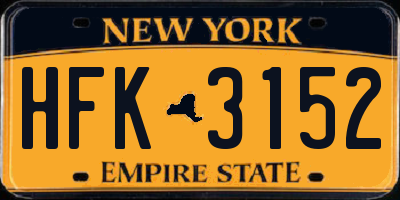 NY license plate HFK3152