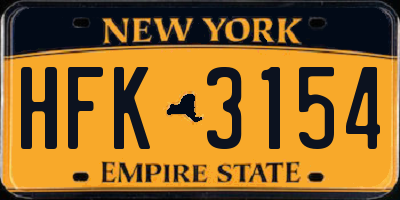 NY license plate HFK3154