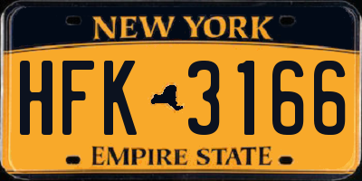 NY license plate HFK3166