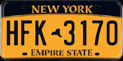 NY license plate HFK3170