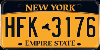 NY license plate HFK3176