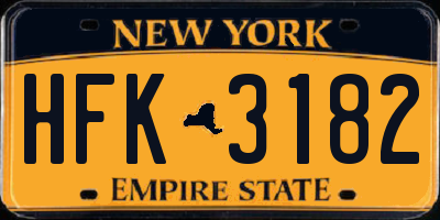 NY license plate HFK3182