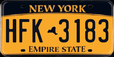 NY license plate HFK3183