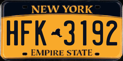 NY license plate HFK3192