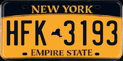 NY license plate HFK3193