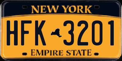 NY license plate HFK3201