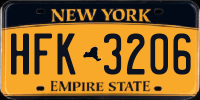 NY license plate HFK3206