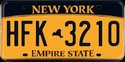 NY license plate HFK3210