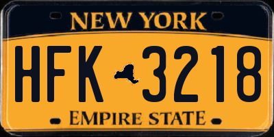 NY license plate HFK3218