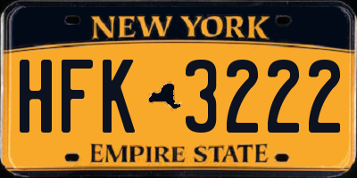 NY license plate HFK3222
