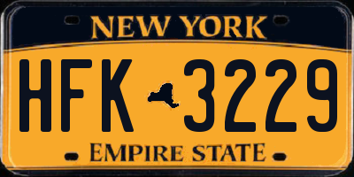 NY license plate HFK3229