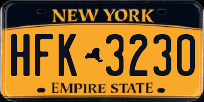 NY license plate HFK3230
