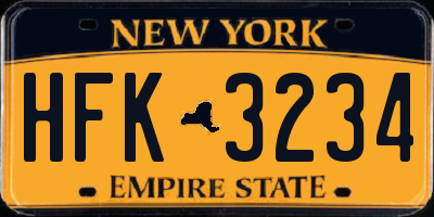 NY license plate HFK3234
