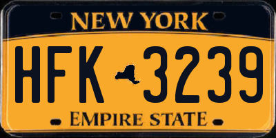 NY license plate HFK3239