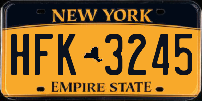 NY license plate HFK3245