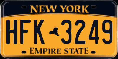 NY license plate HFK3249