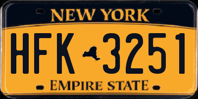 NY license plate HFK3251
