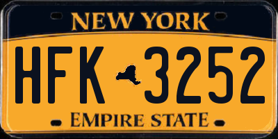 NY license plate HFK3252