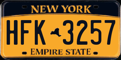 NY license plate HFK3257