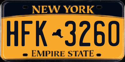 NY license plate HFK3260