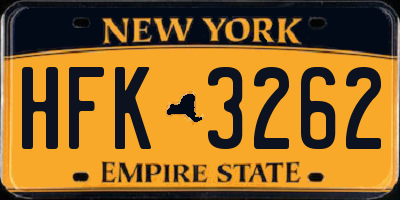 NY license plate HFK3262