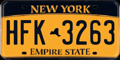NY license plate HFK3263